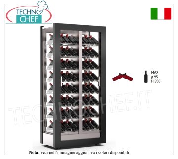 CANTINETTA-TECA per VINI, capacità 112 bottiglie Inclinate, Statica-Ventilata, 4 Lati Vetro, dim.mm.874x568x1865h