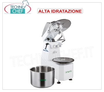 Impastatrice a Spirale per ALTA IDRATAZIONE con Testa Sollevabile e Vasca Estraibile 