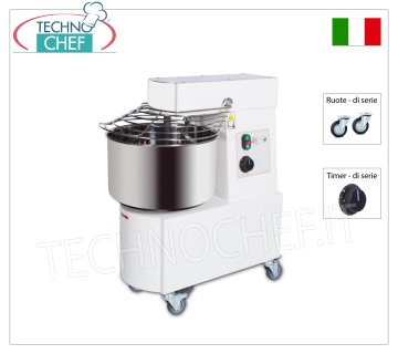 Impastatrici a Spirale da 12 Kg (vasca da lt.16), con Timer e Ruote di serie, dim.mm.400x630x670h