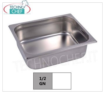 Bacinella Gastronorm 1/2 in acciaio inox, dim.mm 325 x 265 x 100 h