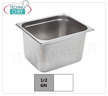 Bacinella Gastronorm 1/2 in acciaio inox, dim.mm 325 x 265 x 200 h