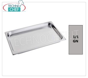 Bacinella Gastronorm 1/1 in acciaio inox,  dim.mm 530 x 325 x 40 h