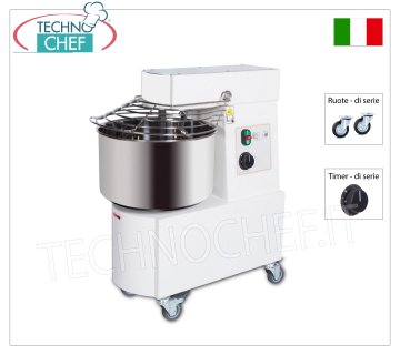 IMPASTATRICE a SPIRALE da 17 Kg (vasca da lt.21), con Timer e Ruote di serie, dim.mm.400x630x670h
