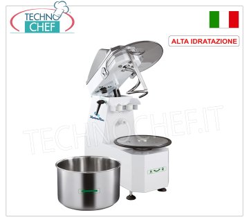 FIMAR - Impastatrice a Spirale ad ALTA IDRATAZIONE da 38 Kg, Testa Sollevabile e Vasca Estraibile, Comandi Meccanici