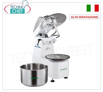FIMAR - Impastatrice a Spirale ad ALTA IDRATAZIONE da 50 Kg, Testa Sollevabile e Vasca Estraibile, Comandi Digitali