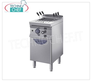 CUOCIPASTA a GAS su MOBILE, linea 700, 1 vasca da lt.28 Cuocipasta a GAS, linea 700, 1 vasca lt.28, potenza termica Kw.9,8, peso Kg.50, dim.mm.400x700x900h