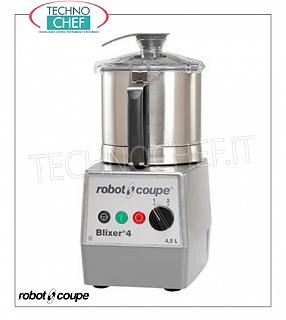 CUTTER-OMOGEINIZZATORE BLIXER 4, capacità vasca lt.4,5, Marca ROBOT COUPE, professionale CUTTER-OMOGEINIZZATORE BLIXER, marca ROBOT COUPE con Vasca da 4,5 lt - 1 velocità, 3000 giri/minuto, Comandi ad Impulso, V. 230/1, Kw 0,90,Peso 18 kg, Dimensioni , mm 460x226x304h