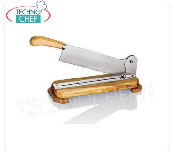 Technochef - Tagliapane manuale Affettapane-Tagliapane manuale su base in legno , Peso 2,1 Kg, dim. mm. 410x150x100h