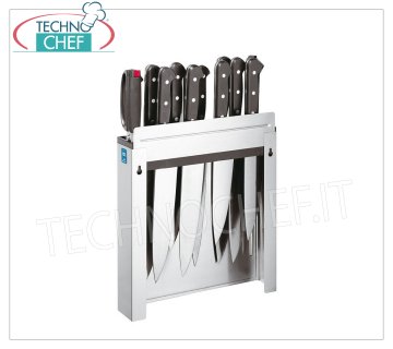 Porta coltelli Portacoltelli aperto in acciaio inox, dim.mm.305x66x305h