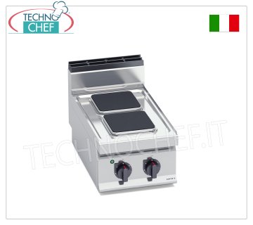 TECHNOCHEF - CUCINA ELETTRICA 2 PIASTRE TOP, Kw.5,2, Mod.E7PQ2B CUCINA ELETTRICA 2 PIASTRE TOP, BERTOS, Linea MACROS 700, Serie HIGH POWER, con 2 piastre QUADRE da mm 220x220, COMANDI INDIPENDENTI, 6 livelli di potenza, V.400/3+N, Kw.5,2, Peso 28 Kg, dim.mm.400x700x290h