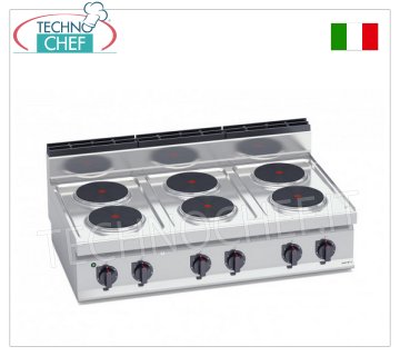 TECHNOCHEF - CUCINA ELETTRICA 6 PIASTRE TOP, Kw.15,6, Mod.E7P6B