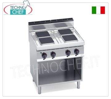 TECHNOCHEF - CUCINA ELETTRICA 4 PIASTRE su VANO a GIORNO, Kw.10,4, Mod.E7PQ4M CUCINA ELETTRICA 4 PIASTRE su VANO a GIORNO, BERTOS, Linea MACROS 700, Serie HIGH POWER, con 4 piastre QUADRE da mm 220x220, COMANDI INDIPENDENTI, 6 livelli di potenza, V.400/3+N, Kw.10,4, Peso 67 Kg, dim.mm.800x700x900h