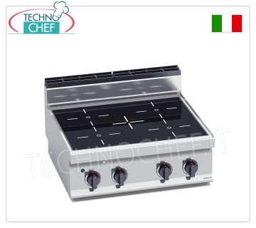 TECHNOCHEF - CUCINA ELETTRICA 4 ZONE ad INFRAROSSI TOP, Kw.12,8, Mod.E7P4B/VTR CUCINA ELETTRICA 4 ZONE ad INFRAROSSI TOP, BERTOS, Linea MACROS 700, Serie INFRARED, con 4 zone QUADRE da mm 230x230, COMANDI INDIPENDENTI, V.400/3+N, Kw.12,8, Peso 42 Kg, dim.mm.800x700x290h