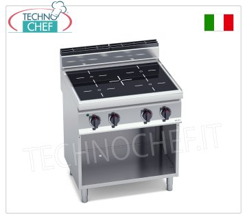 TECHNOCHEF - CUCINA ELETTRICA 4 ZONE ad INFRAROSSI su VANO a GIORNO, Kw.12,8, Mod.E7P4M/VTR CUCINA ELETTRICA 4 ZONE ad INFRAROSSI su VANO a GIORNO, BERTOS, Linea MACROS 700, Serie INFRARED, con 4 zone QUADRE da mm 230x230, COMANDI INDIPENDENTI, V.400/3+N, Kw.12,8, Peso 65 Kg, dim.mm.800x700x900h