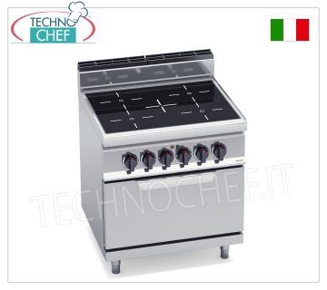 TECHNOCHEF- CUCINA ELETTRICA 4 ZONE ad INFRAROSSI su FORNO GN 2/1, Kw.20,3, Mod.E7P4/VTR+FE CUCINA ELETTRICA 4 ZONE ad INFRAROSSI su FORNO ELETTRICO GN 2/1, BERTOS, Linea MACROS 700, Serie INFRARED, con 4 zone QUADRE da mm 230x230, COMANDI INDIPENDENTI, V.400/3+N, Kw.20,3, Peso 100 Kg, dim.mm.800x700x900h