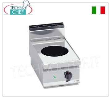 TECHNOCHEF - CUCINA ELETTRICA 1 PIASTRA WOK ad INDUZIONE TOP, Kw.3,5, Mod.E7WOK-B/IND CUCINA ELETTRICA con 1 PIASTRA WOK ad INDUZIONE TOP, Linea MACROS 700, Serie POWER INDUCTION, con ZONA COTTURA Ø 300 mm, V.230/1, Kw.3,5, Peso 30 Kg, dim.mm.400x700x290h