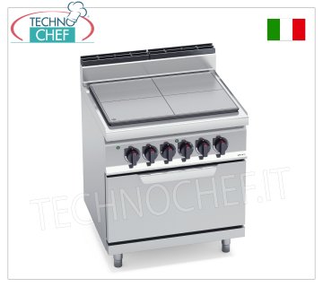 TECHNOCHEF - CUCINA TUTTAPIASTRA ELETTRICO su FORNO ELETTRICO GN 2/1, Kw.16,5, Mod.E7TP+FE CUCINA TUTTAPIASTRA ELETTRICO su FORNO ELETTRICO GN 2/1, BERTOS, Linea MACROS 700, Serie HIGH POWER, 4 ZONE di COTTURA, COMANDI INDIPENDENTI, V.400/3+N, Kw.16,5, Peso 140, dim.mm.800x700x900h