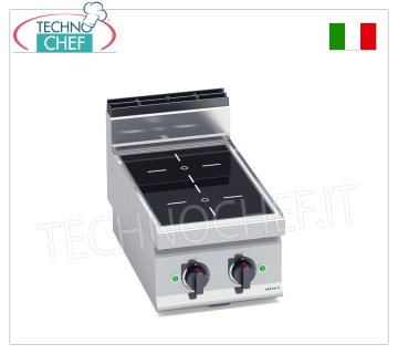 TECHNOCHEF - CUCINA ELETTRICA 2 ZONE ad INDUZIONE TOP, Kw.7, Mod.E7P2B/IND CUCINA ELETTRICA 2 ZONE ad INDUZIONE TOP, BERTOS, Linea MACROS 700, Serie POWER INDUCTION, con 2 zone QUADRE da mm 230x230, COMANDI INDIPENDENTI, V.400/3+N, Kw.7,00, Peso 30 Kg, dim.mm.400x700x290h