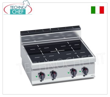 TECHNOCHEF - CUCINA ELETTRICA 4 ZONE ad INDUZIONE TOP, Kw.14, Mod.E7P4B/IND CUCINA ELETTRICA 4 ZONE ad INDUZIONE TOP, BERTOS, Linea MACROS 700, Serie POWER INDUCTION, con 4 zone QUADRE da mm 230x230, COMANDI INDIPENDENTI, V.400/3+N, Kw.14,00, Peso 59 Kg, dim.mm.800x700x290h