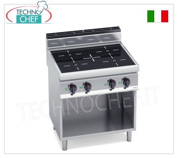 TECHNOCHEF - CUCINA ELETTRICA 4 ZONE ad INDUZIONE su VANO a GIORNO, Kw.14,00, Mod.E7P4M/IND CUCINA ELETTRICA 4 ZONE ad INDUZIONE su VANO a GIORNO, BERTOS, Linea MACROS 700, Serie POWER INDUCTION, con 4 zone QUADRE da mm 230x230, COMANDI INDIPENDENTI, V.400/3+N, Kw.14,00, Peso 70 Kg, dim.mm.800x700x900h