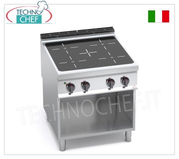 TECHNOCHEF - CUCINA ELETTRICA 4 ZONE ad INFRAROSSI su VANO a GIORNO,  mod. E9P4MP/VTR CUCINA ELETTRICA 4 ZONE ad INFRAROSSI su VANO a GIORNO,  BERTOS  Linea MAXIMA 900, Serie INFRARED, con 4 ZONE QUADRE da mm 270x270 , COMANDI INDIPENDENTI, V.400/3+N, Kw. 16,00, Peso 72 Kg, dim.mm.800x900x900h