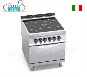 TECHNOCHEF - CUCINA ELETTRICA 4 ZONE ad INFRAROSSI su FORNO GN 2/1,  mod.  E9P4P/VTR+FE CUCINA ELETTRICA 4 ZONE ad INFRAROSSI su FORNO ELETTRICO GN 2/1, BERTOS  Linea MAXIMA 900, Serie INFRARED, con 4 ZONE QUADRE da mm 270x270, COMANDI INDIPENDENTI, V.400/3+N, Tot. Kw.23,5, Peso 118 Kg, dim.mm.800x900x900h