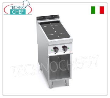 TECHNOCHEF - CUCINA ELETTRICA 2 ZONE ad INDUZIONE su VANO a GIORNO, mod. E9P2M/IND CUCINA ELETTRICA 2 ZONE ad INDUZIONE su VANO a GIORNO, BERTOS  Linea MAXIMA 900, Serie POWER INDUCTION, con 2 ZONE QUADRE da mm 270x270, COMANDI INDIPENDENTI, 9 livelli di potenza, V.400/3+N, Kw.10,00, Peso 55 Kg, dim.mm.400x900x900h