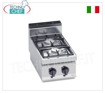 TECHNOCHEF - CUCINA a GAS 2 FUOCHI TOP, Kw.10,5, Mod.G7F2B CUCINA a GAS 2 FUOCHI  TOP, BERTO'S, Linea MACROS 700, Serie HIGH POWER, potenza termica Kw.10,5, Peso 27 Kg, dim.mm.400x700x290h