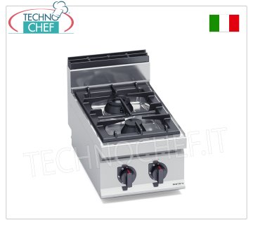 TECHNOCHEF - CUCINA a GAS 2 FUOCHI TOP, Kw.14,00, Mod.G7F2BP CUCINA a GAS 2 FUOCHI  TOP, BERTO'S, Linea MACROS 700, Serie MAX POWER, potenza termica Kw.14,00, Peso 27 Kg, dim.mm.400x700x290h