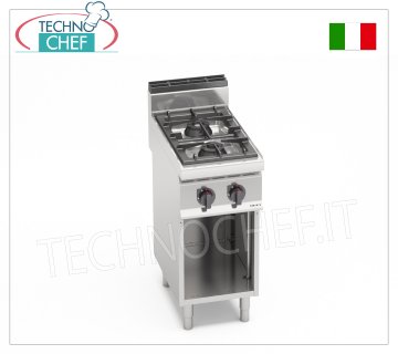 TECHNOCHEF - CUCINA a GAS 2 FUOCHI su VANO a GIORNO, Kw.10,5, Mod.G7F2M CUCINA a GAS 2 FUOCHI su VANO a GIORNO, BERTO'S, Linea MACROS 700, Serie HIGH POWER, potenza termica Kw.10,5, Peso 38 Kg, dim.mm.400x700x900h