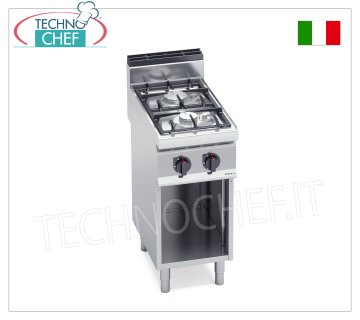 TECHNOCHEF - CUCINA a GAS 2 FUOCHI su VANO a GIORNO, Kw.9,5, Mod.G7F2MPW CUCINA a GAS 2 FUOCHI su VANO a GIORNO, BERTO'S, Linea MACROS 700, Serie ECO POWER, potenza termica Kw.9,5, Peso 30 Kg, dim.mm.400x700x900h