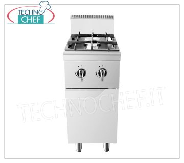 Technochef - CUCINA a GAS 2 FUOCHI su MOBILE, Kw.10,5 CUCINA a GAS 2 FUOCHI su MOBILE, Linea 700, potenza termica Kw 3,5+7, dim.mm.400x700x1085h