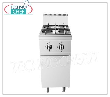 Technochef - CUCINA a GAS 2 FUOCHI su MOBILE, Kw.14,00 CUCINA a GAS 2 FUOCHI su MOBILE, Linea 700, potenza termica Kw 7+7, dim.mm.400x700x1085h