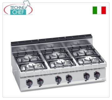 TECHNOCHEF - CUCINA a GAS 6 FUOCHI TOP, Kw.33,5, Mod.G7F6BPW