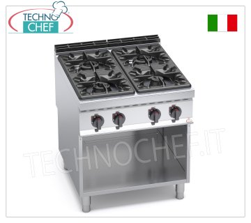 TECHNOCHEF - CUCINA a GAS 4 FUOCHI su VANO a GIORNO, mod. G9F4M CUCINA a GAS 4 FUOCHI su VANO a GIORNO, BERTOS  Linea MAXIMA 900, Serie HIGH POWER, potenza termica Kw.34,5, Peso 104 Kg, dim.mm.800x900x900h