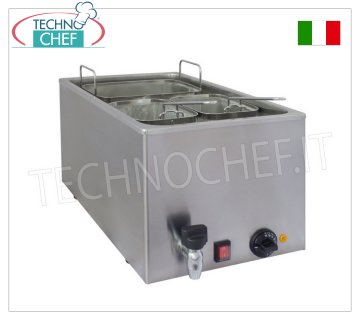 CUOCIPASTA ELETTRICO da BANCO in ACCIAIO INOX Cuocipasta elettrico da banco in acciaio inox, completo di 1 cestello da mm 260x170x160h + 2 cestelli da mm 130x170x160 h, termostato da 0° a 110°C, V.230/1, Kw.3,2, Peso 12 Kg, dim.mm.340x600x300h