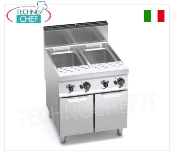 Technochef - CUOCIPASTA a GAS su MOBILE,  2 Vasche da  40+40 lt., Linea MAXIMA 900, Mod.G9CP80 CUOCIPASTA a GAS su MOBILE, BERTO'S, Linea MAXIMA 900,  2 Vasche  da lt.40+40, comandi indipendenti, potenza termica Kw.24,00, Peso 94 Kg, dim.mm.800x900x900h