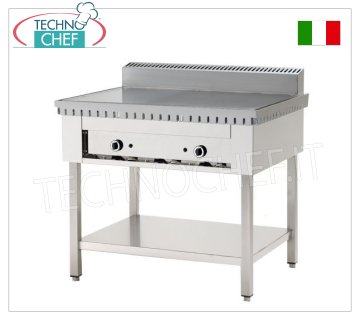 Cuocipiadina a GAS con PIASTRA in ACCIAIO, Versione su Gambe  con Ripiano  Inferiore Cuocipiadina a gas per 4 Piadine con piastra in acciaio da 600x600, versione su gambe con ripiano inferiore,  potenza termica kw 6,7, dim. esterne mm 650x730x960h