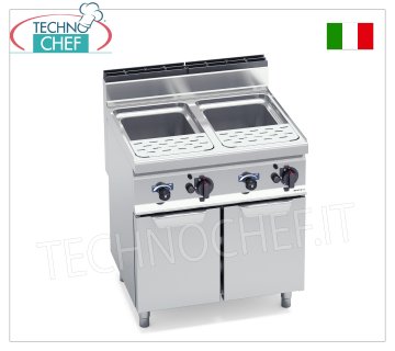 TECHNOCHEF - CUOCIPASTA a GAS su MOBILE, 2 vasche da lt.30+30, Mod.CPG80E CUOCIPASTA a GAS su MOBILE, BERTOS, Linea MACROS 700, Serie PASTA ITALY, 2 vasche inox indipendenti da lt.30+30, potenza termica Kw.24,00, Peso 94 Kg, dim.mm.800x700x900h