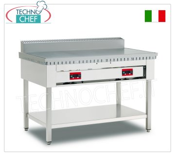 Cuocipiadina ELETTRICO con PIASTRA in ACCIAIO, Versione su Gambe con Ripiano Inferiore, Cuocipiadina elettrico, versione su gambe con ripiano inferiore, con piastra in acciaio da 600x600 per 4 piadine, V 380/3+N, kw 4,00, dim. esterne mm 650x730x960h