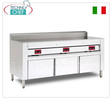 Cuocipiadina ELETTRICO con PIASTRA in ACCIAIO, versione su VANO ARMADIATO, Cuocipiadina elettrico, versione con supporto armadiato, con piastra in acciaio da 600x600 per 4 piadine, V 380/3+N, kw 4,00, dim. esterne mm 650x730x960h