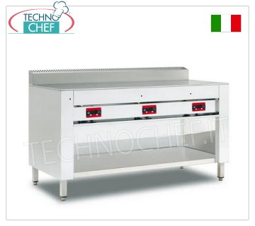 Cuocipiadina ELETTRICO con PIASTRA in ACCIAIO, versione su VANO a GIORNO Cuocipiadina elettrico, versione con vano a giorno, piastra in acciaio da 600x600 per 4 piadine, V 380/3+N, kw 4,00, dim. esterne mm 650x730x960h