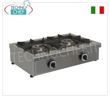 fornello gas professionale da tavolo, 2 fuochi da Kw 6,50 e 6,50 FORNELLO A GAS da TAVOLO  PROFESSIONALE con 2 FUOCHI, bruciatori rimovibili da Kw.6,5+6,5, peso 23,50 Kg, dim.mm.680x490x210h