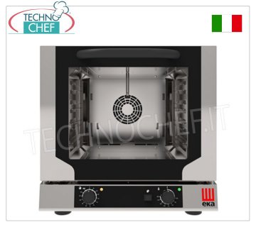 TECNOEKA - FORNO CONVEZIONE  ELETTRICO VENTILATO con VAPORE DIRETTO, per 4 Teglie mm 429x345, mod. EKF423NUD FORNO CONVEZIONE  ELETTRICO VENTILATO con VAPORE DIRETTO, camera cottura per 4 TEGLIE da mm.429x345, COMANDI ELETTROMECCANICI, V.230/1, Kw.3,15, Peso 38 Kg, dim.esterne mm.590x709x589h