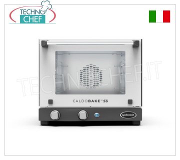 Spidocook - FORNO CONVEZIONE Elettrico, 3 Teglie da cm 34x24,Professionale,  mod.CALDOBAKES3 Forno convenzione elettrico Ventilato, per GASTRONOMIA e PASTICCERIA, capacità 3 Teglie da mm 342x242, temperatura regolabile da 30°C a 260°C, comandi manuali, Tecnologia AIR.PLUS e DRY.PLUS, V.230/1, Kw.2,7, Peso 16 Kg, Dim.mm.480x523x402h