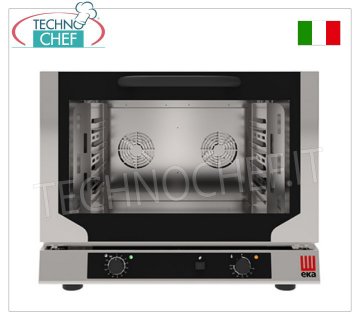 TECNOEKA - FORNO CONVEZIONE ELETTRICO VENTILATO con UMIDIFICATORE, 4 Teglie GN1/1, Professionale, mod.EKF411N FORNO CONVEZIONE ELETTRICO VENTILATO con UMIDIFICATORE camera di cottura per 4 TEGLIE GASTRO-NORM 1/1 (mm 530x325), COMANDI ELETTROMECCANICI, V.230/1, Kw.3,4, Peso 50,4 Kg, dim.mm.784x754x634h