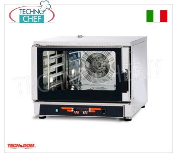 TECNODOM-Forno Convezione-Vapore Elettrico Digitale 4 Teglie GN 1/1 o cm 60x400, mod. NERONE MID 4 DIG. FORNO CONVEZIONE-VAPORE ELETTRICO per GASTRONOMIA e PASTICCERIA, capacità 4 TEGLIE Gastro-Norm 1/1 o mm.600x400 (escluse), COMANDI DIGITALI, 9 progammi di cottura, V.400/3+N, Kw.5,45, Peso 79 Kg, dim.mm.840x910x670h