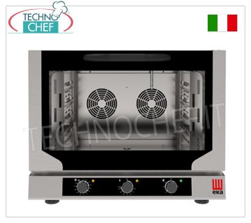 TECNOEKA - FORNO CONVEZIONE ELETTRICO VENTILATO con VAPORE DIRETTO, 4 teglie GN 1/1- mm 325x530, mod. EKF411NUD FORNO CONVEZIONE ELETTRICO VENTILATO con  VAPORE DIRETTO, Professionale, con camera di cottura per 4 TEGLIE GASTRO-NORM 1/1 (mm 530x325), COMANDI ELETTROMECCANICI, V.400/3+N, Kw.6,4, Peso 58 Kg, dim.mm.784x754x634h