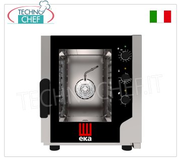 Tecnoeka - FORNO CONVEZIONE VAPORE Elettrico per 5 teglie GN 2/3 (mm 354x325), mod. EKF523NUD FORNO CONVENZIONE VAPORE Elettrico Ventilato, Professionale con camera cottura per 5 TEGLIE GASTRO-NORM 2/3 (mm.354x325) COMANDI ELETTROMECCANICI, V.230/1, Kw.3,2, Peso Kg.40, dim.esterne mm.550x754x662h