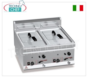 TECHNOCHEF - FRIGGITRICE a GAS da BANCO, 2 vasche indipendenti da lt.8+8, Mod.GL8+8B FRIGGITRICE a GAS da BANCO, BERTOS, Linea PLUS 600, Serie MULTIPAN, 2 vasche indipendenti da lt.8+8, potenza termica Kw.13,2, Peso 36 Kg, dim.mm.600x600x290h